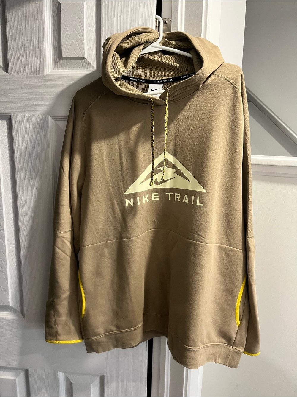 Nike Trail Men's Hooded Pullover Sweatshirt - Tan with Yellow Accents